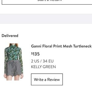 Ganni floral print mesh turtleneck - sold out at Nordstrom! Size 2.